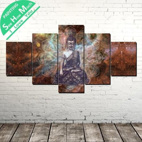 5 Piece Tradition Buddha Modern Artwork Wall Art Canvas Poster and Print Canvas Painting Decorative Picture Home Decor