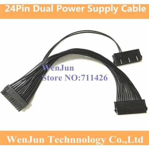 ATX Power Supply 30cm /20Cm Adaptor Cable Connector for Mining 24Pin 20+4pin Dual PSU male to female cable 18AWG