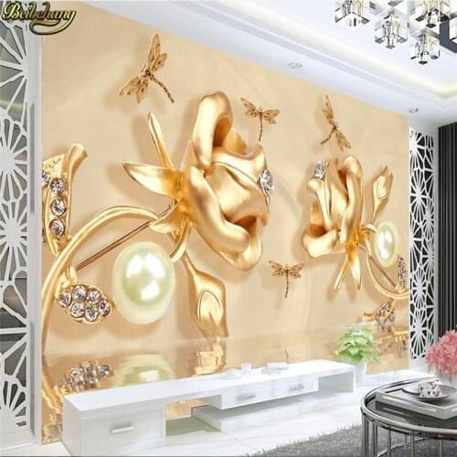 Beibehang Custom Photo 3D Wallpaper Stereo concave-convex Luxury three-dimensional soft package ball pearl rose TV background
