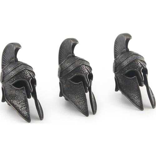 Keychain Tool DIY Pendant Vintage Brass Dark Spartan Helmet Lanyard Bead Paracord Knife Beads