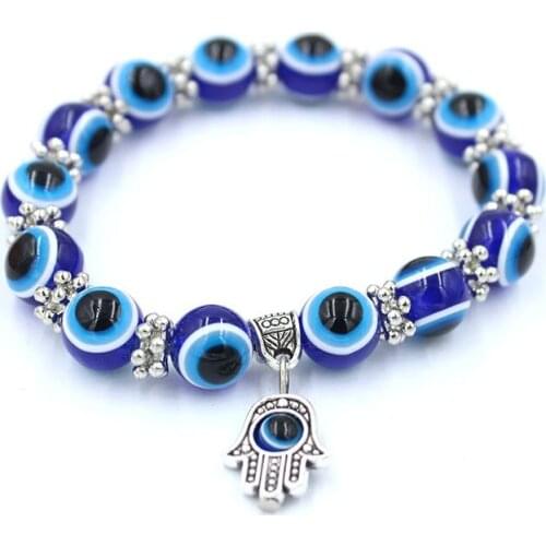 10mm Resin Beads Bracelet Hand Pendant Elastic Cord Demon Eye Hot Selling Turkish Jewelry