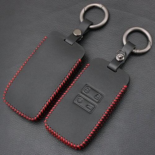 Leather Car Key Case For Renault Koleos Kadjar Scenic Megane Sandero Keyless Remote Fob Shell Protector Cover Auto Accessories