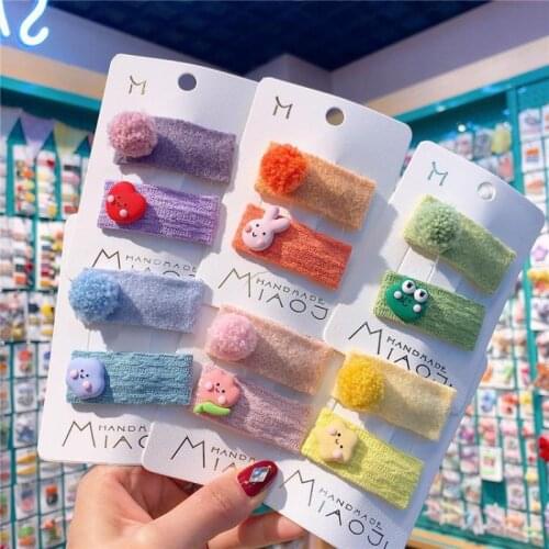 Childrens Woolen Cartoon Hairpin Baby Plush Bb Clip Hair Pins Little Girl Cute Hair Grips Hair Accessories Barrettes Headdress