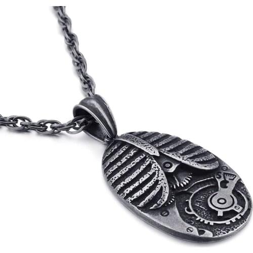 European and American stainless steel mens mechanical gear pendant titanium steel retro pendant punk jewelry