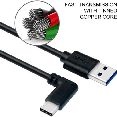 90 Degree Elbow USB3.2 Gen1 Fast Charge Data Transfer Type-C Charging Cable for Oculus-Quest2 VR