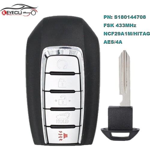 KEYECU S180144708 Keyless GO 4+1B Smart Remtoe Key FSK 433MHz NCF29A1M/HITAG AES/4A for Infinti QX60 2019 FCCID: KR5TXN7