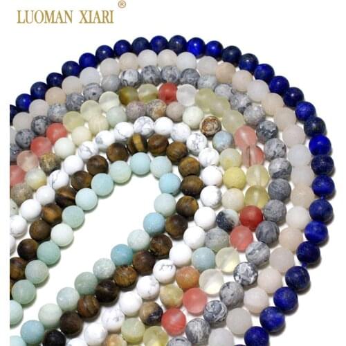 Matte AAA Natural Stone Beads Mixed Gem Tiger Eye Amazonite Smoky Quartzs For Jewelry Making DIY Necklace Bracelet 4-10MM
