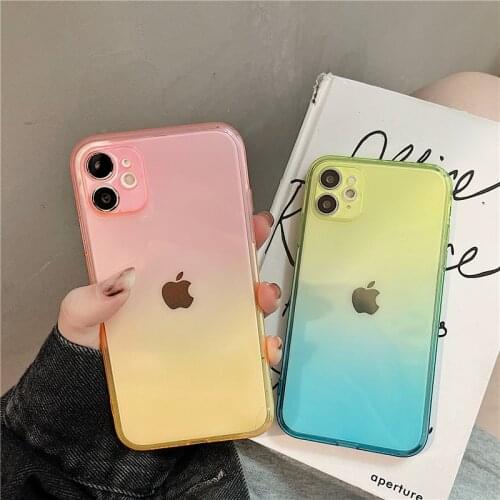 Fashion Gradient Colorful Phone Cases For iPhone 12 11 Pro Max Mini 7 8 Plus X XS XR SE 2020 Clear Silicone Case Soft Back Cover