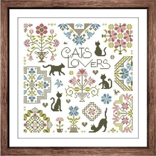 Jigsaw kitten garden cross stitch kits simple pattern aida fabric 18ct 14ct 11ct count white canvas cotton thread embroidery