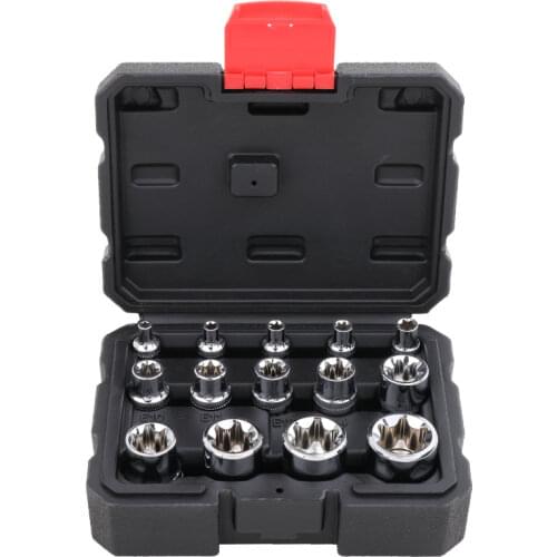14pcs/set E Plum Blossom Star Female Drill Bit Socket Set 1/2" 3/8" 1/4" Driver E4-E24 Repair Tool Hand Tool Set High Quality