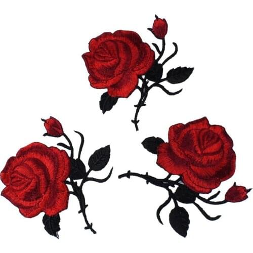 Rose Flower Patches for Clothing Iron on Patches DIY Decoration Clothes Wedding Stickers Applique Badge Sewing Applications