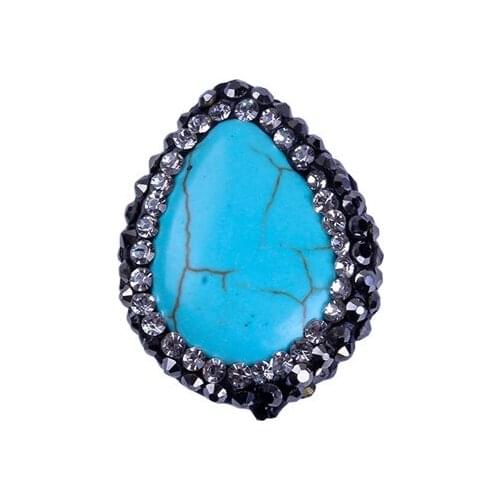 New Pave Rhinestone Beads Stone Pendant Round and Water Drop Shape Natural Stone Pendant Jewelry Finding