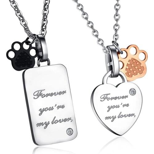 Romantic Little Bear Loves Stainless Steel Necklaces & Pendants Fashion Black & Gold Women Men Jewelry