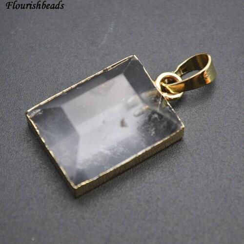 Wholesale Natural Clear Crystal 15x25mm Square Rectangle Shape Surface Cutting Stone Pendants Fashion Jewelry