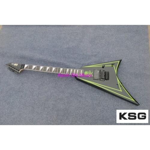 Custom shop Alexi Laiho guitar green edges cobhc V shape guitar free shipping skull top KSG kevin shi guitars floyd rose tremolo
