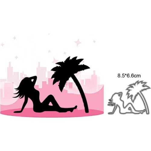 Craft Dies Sexy Woman Coconut Tree Metal Cutting Dies Cut Die Mold Decoration Scrapbooking Knife Mould Blade Punch Stencils Dies