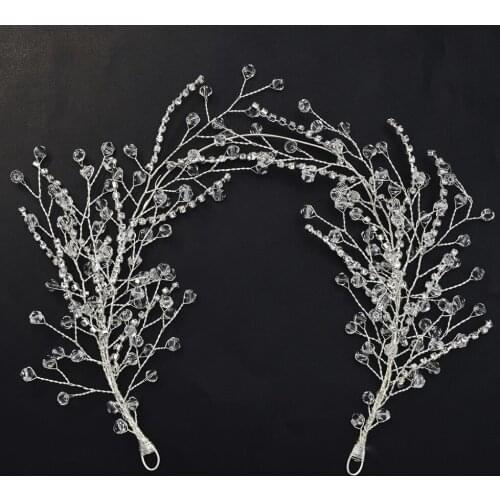 Romantic Full Crystal Hairband Headbands for Women Bridal Leaf Branch Wedding Engagement Party Crowns Tiaras Hair Accessories