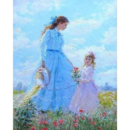 RUOPOTY 60x75cm Frame Diy Painting By Numbers Kits Modern Wall Art Picture Figure Painting Mom Love Diy Gift Home Decors Craft