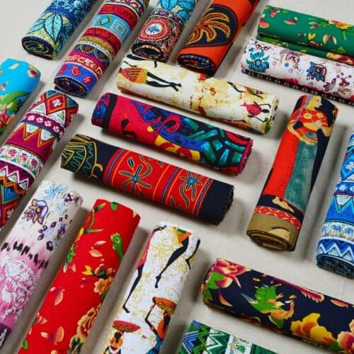 50cm*147cm/Piece,Retro Bohemian Printed Cotton Fabric, Clothing Curtain Tablecloth, Home Decoration Cloth, DIY Handmade Material