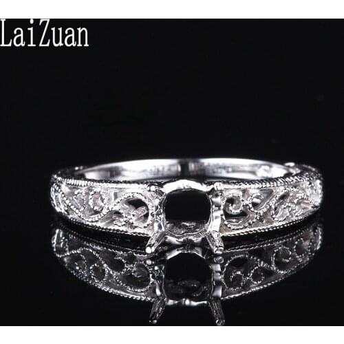 LaiZuan 4X4mm Cushion Sterling Silver 925 Wedding Semi Mount Ring Women Vintage Antique Trendy Fine Jewelry Ring gift wholesale