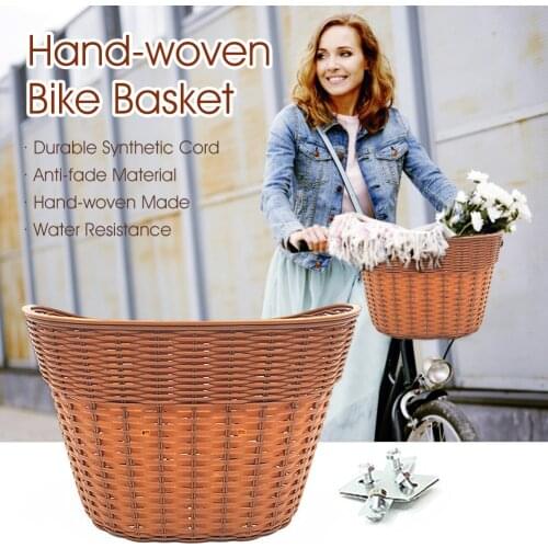 Bike Basket Waterproof Anti-fade Bicycle Handlebar Storage Basket Hand-woven Shopping Container