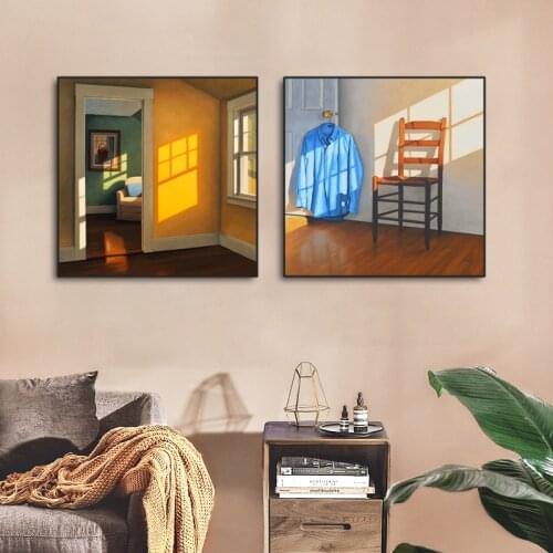 Vintage Sunshine Room Canvas Painting Morning Windowsill Landscape Wall Art Poster Print Ins Cuadros For Living Room Home Decor