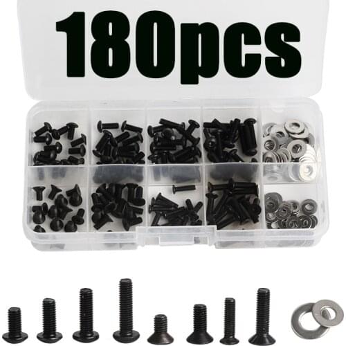 High Quality 180Pcs Black Carbon Steel Screws Box Set For 1/10 HSP Remote Control RC Car Parts