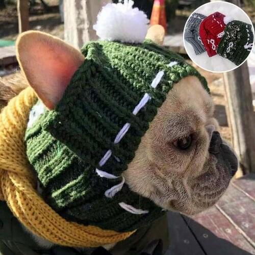 Winter Woolen Dog Birthday Cap Pet Hats Dog Accessories Puppy Hat With Ball Head Wear for Small Dogs French Bulldog Pet Products