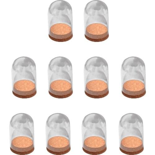 10PCs Mini Clear Glass Hemisphere Cover Dome Cabochon with Cork for Hotel Home Office Table Display Decor Dry Flower Ornaments