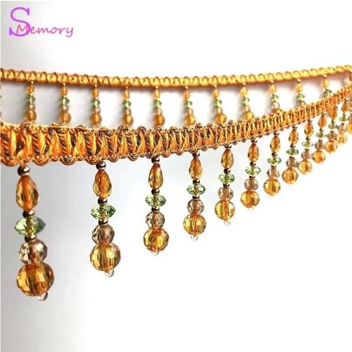 12M Crystal beads Curtain Trim Lace Tassels Europe Curtain Hanging Ball Tie Back Straps Holders Accessories Home Decoration