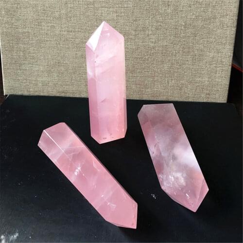 2pcs 6-8cm Natural rose quartz crystal stone specimen carved crystal point wand reiki pink minerals gifts for healthy