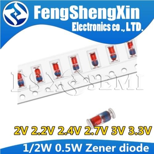 200pcs/lot 0.5W 1/2W Zener diode LL34 1206 2V 2.2V 2.4V 2.7V 3V 3.3V ZMM2V ZMM2V2 ZMM2V4 ZMM2V7 ZMM3V ZMM3V3 ZMM3V6 ZMM3V9