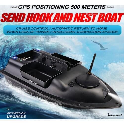2021 Update Meknic Fish Bait Boat 2kg Loading 2Pcs Tanks with Double Motors 500M/1640FT Remote Control Sea RC Fishing Bait Boat