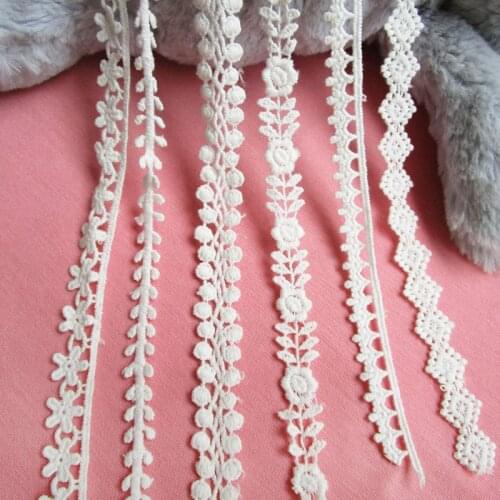 2019 Lucia Crafts 1Pc 2yards Apparel Sewing Fabric DIY Ivory Trim Cotton Crocheted Lace Fabric Ribbon Handmade Accessories Cloth