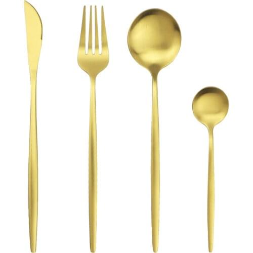 4Pcs Matte Polishing Set Knife Fork Coffee Spoons Dinnerware Silverware Stainless Steel Kitchen Dinner Tableware Drop Shipping