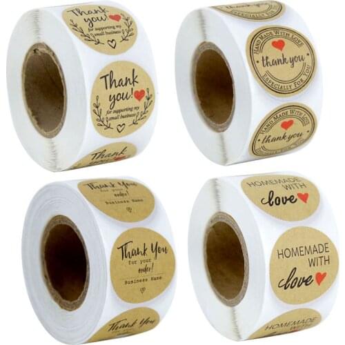 500pcs 3.8cm Round Thank You Stickers Thank You For Your Order Business Sticker For Wedding Christmas Party Gift Box Decor Label