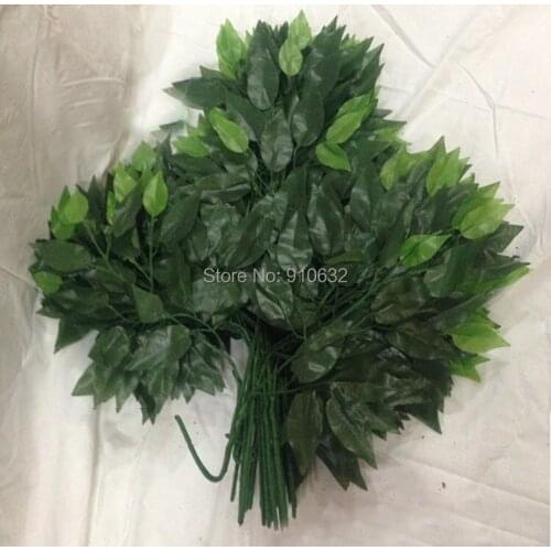 60pcs 55cm Length Green Banyan Tree Leaf Leaves Branch Silk Artificial For Wedding Home Office Decoration