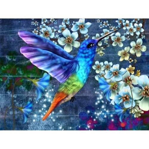 DIY 3D Diamond Mosaic Hummingbird&flowers Full Round Diamond Embroidery Cross Stitch Bird Full Square Diamond Painting Animal