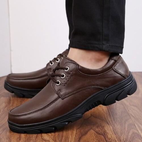 Genuine Leather Mens Shoes Winter Ankle Boots New Fashion Outdoor Casual Hiking Tooling Man Non-slip Comfortable Warm Snow Sheos