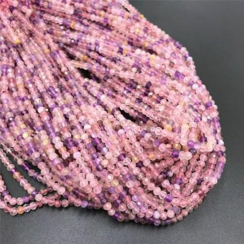 2mm 3mm Pink Purple Natural Quartz Crystal Beads Natural Gem Stone Loose Beads for Jewelry Making DIY Handmade Bracelet Neckalce