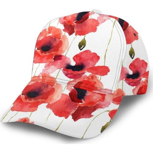 CINESSD 2020 Summer New Unisex Outdoor Sport Sunscreen Baseball Hat Running Visor Cap Stylized Poppy Flowers