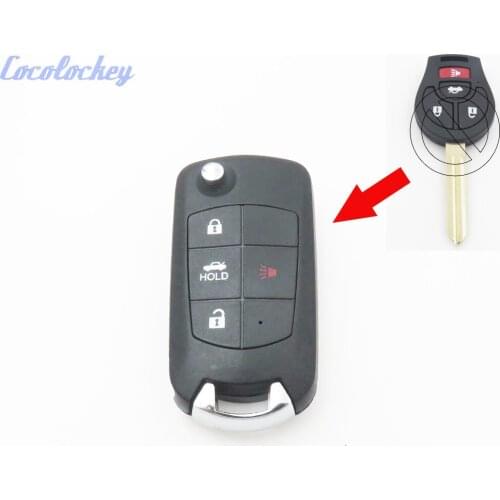 Cocolockey Newest Modified Flip Remote Key Shell Fit for NISSAN TIIDA LIVINA MARCH Replacement Folding Shell Key 3+1 ButtonS