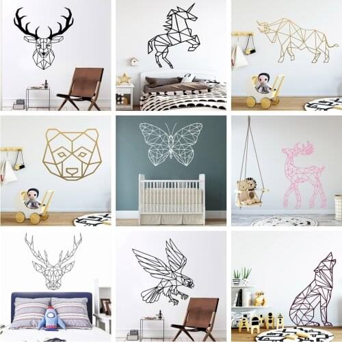 Colorful Geometric Animals Vinyl Wall Stickers For Kids Room Decals For Baby Room Decor Sticker Home Decor Wall Decal Wallpaper