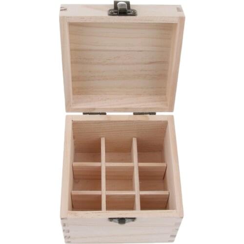 9 Slot Wooden Essential Oil Box/Case, Holds 9 1-10ml Roller Bottles, Suit For Travel, Presentation, Display etc