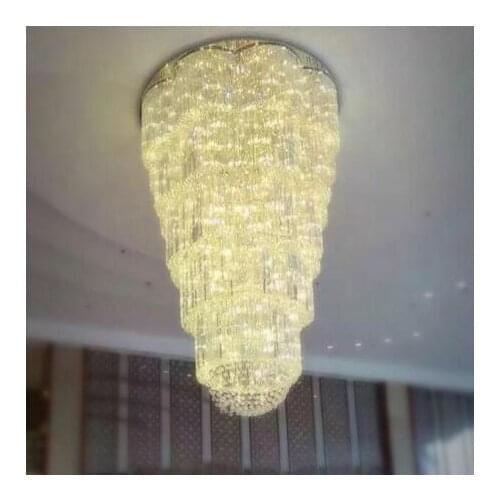 European chandelier villa building middle floor living room crystal large chandelier high-end hotel duplex staircase hall lamps