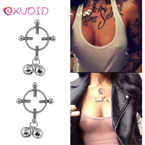 EXVOID Nipple Clip with Bell Non-Piercing Nipple Ring Jewelry SM Bondage Breast Clamp Slave Restraint Sex Toy For Couples