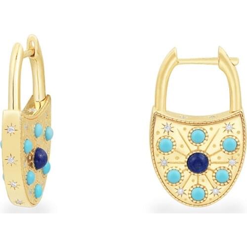 The hot selling 925 sterling silver lock-and-stone new pair of ear pendant earrings