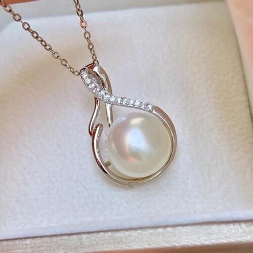 Hot Style 925 Sterling Silver Pendant Base Mountings Findings Womens Parts for Oyster Edison Pearl Coral Jade Beads Stones