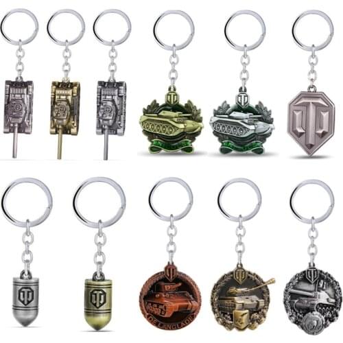 GWTS Game Jewelry World of Tanks Keychain WOT Metal Tank Bullet Key Ring Key Chains Pendant Chaveiro Movie Jewelry For Men