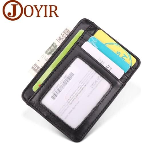 JOYIR Genuine Leather ID Card Holder Unisex Slim RFID Wallet Credit ID Card Holder Purse Money Case for Men Women Fashion Bag